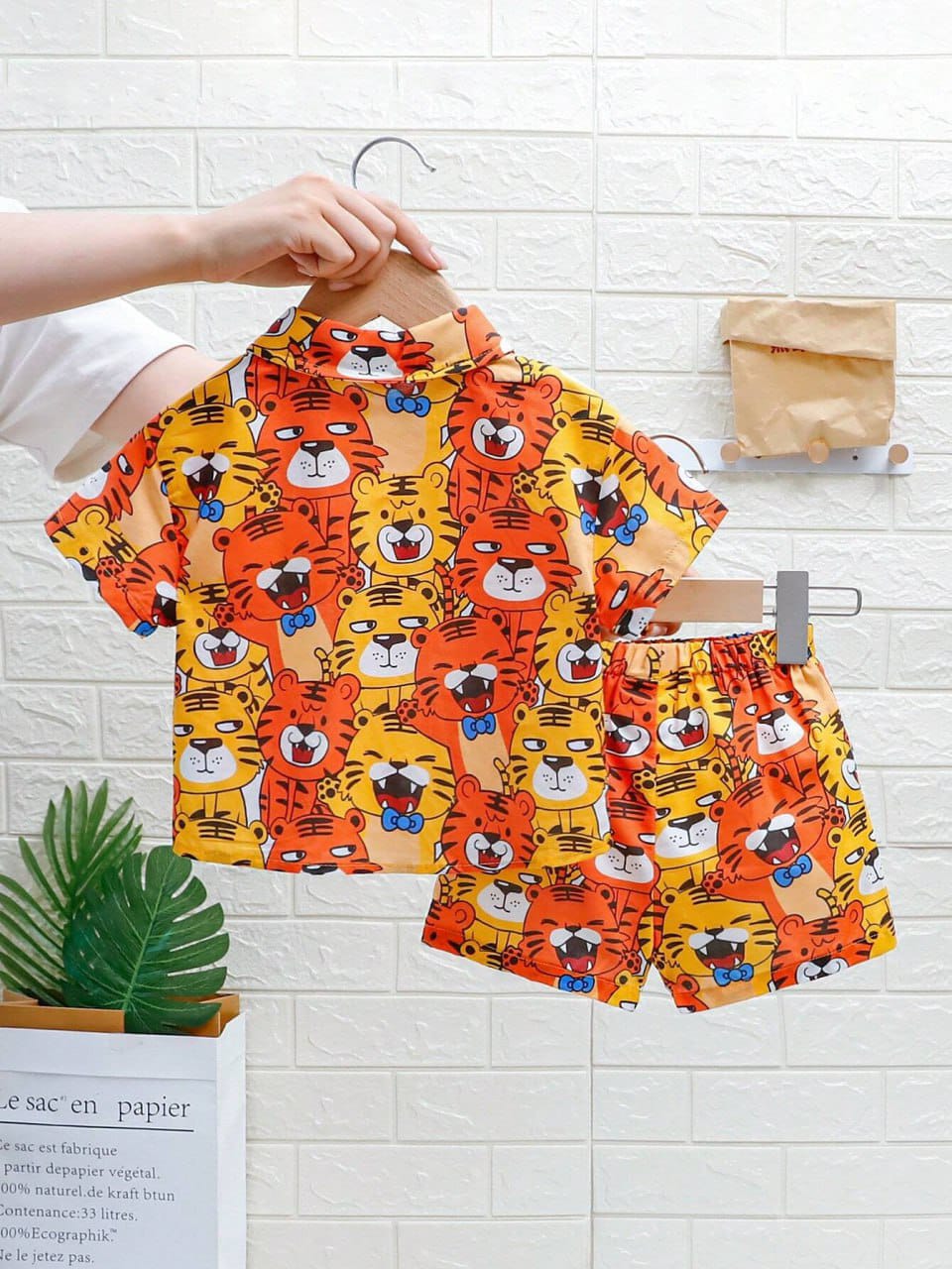 Orange monkey printed shirt and short