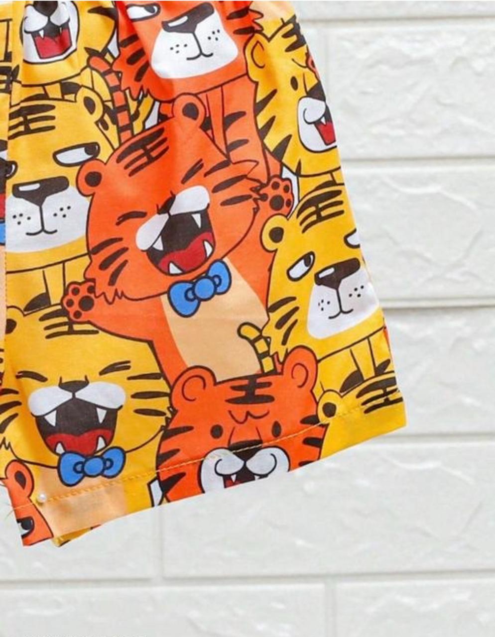Orange monkey printed shirt and short