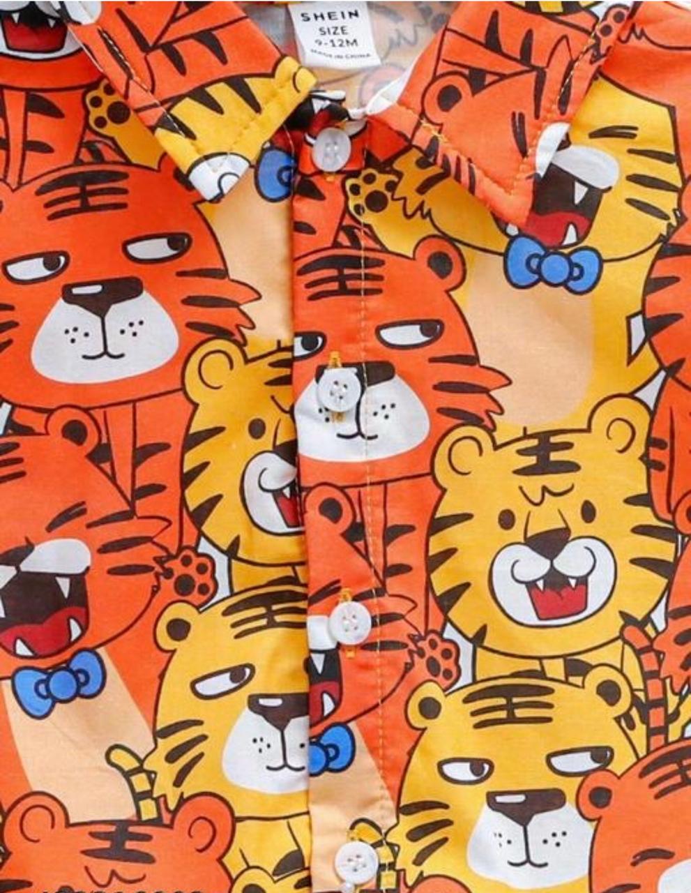 Orange monkey printed shirt and short