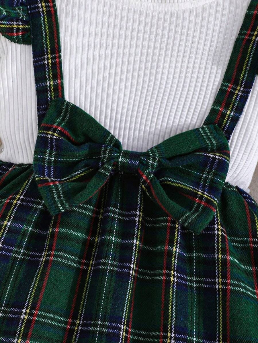 Festive Green Plaid Suspender Dress – Christmas Cutie Edition