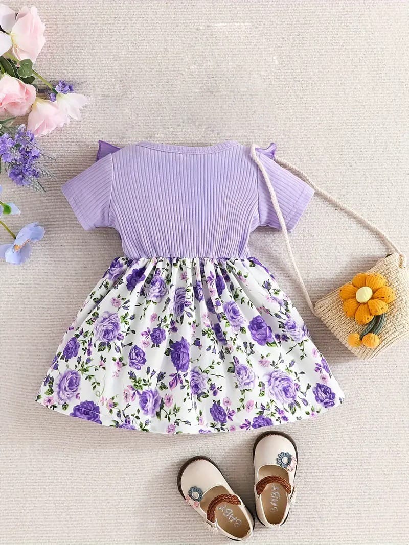 Adorable Lilac Floral Dress for Baby Girls