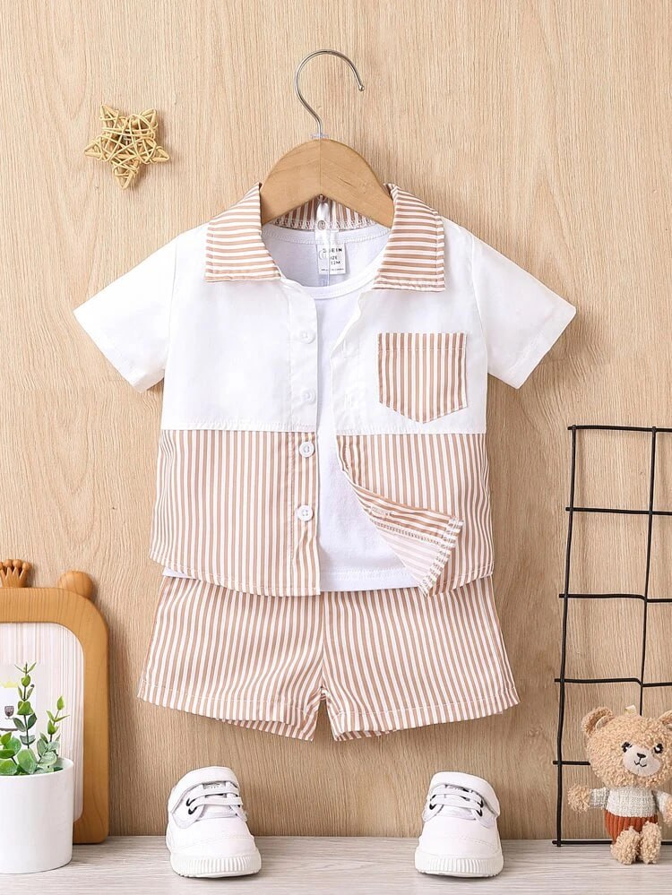 Brown lining pocket stylish shirt & short