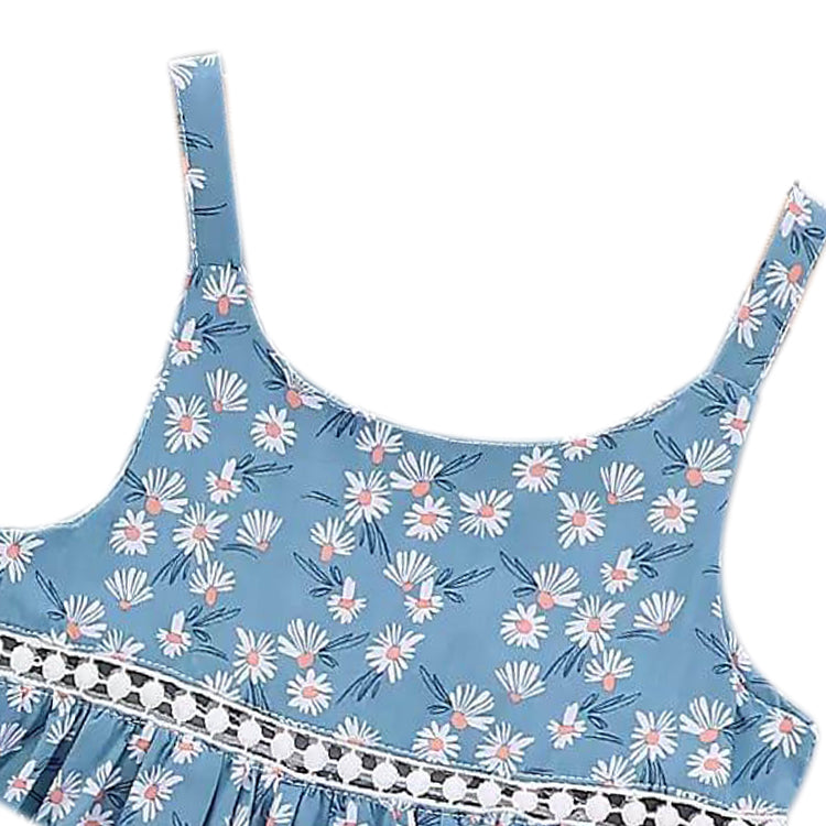 Sky blue flower printed short & top