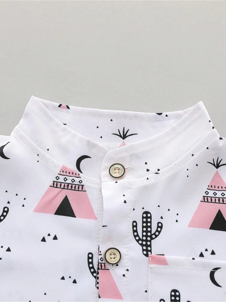 Pink printed stylish shirt & short