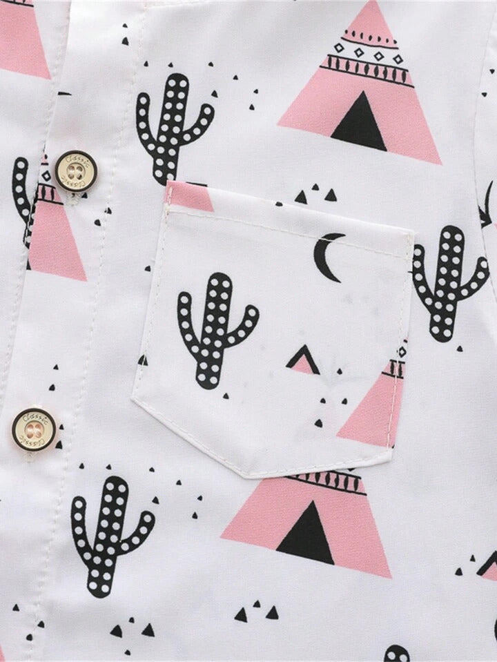 Pink printed stylish shirt & short