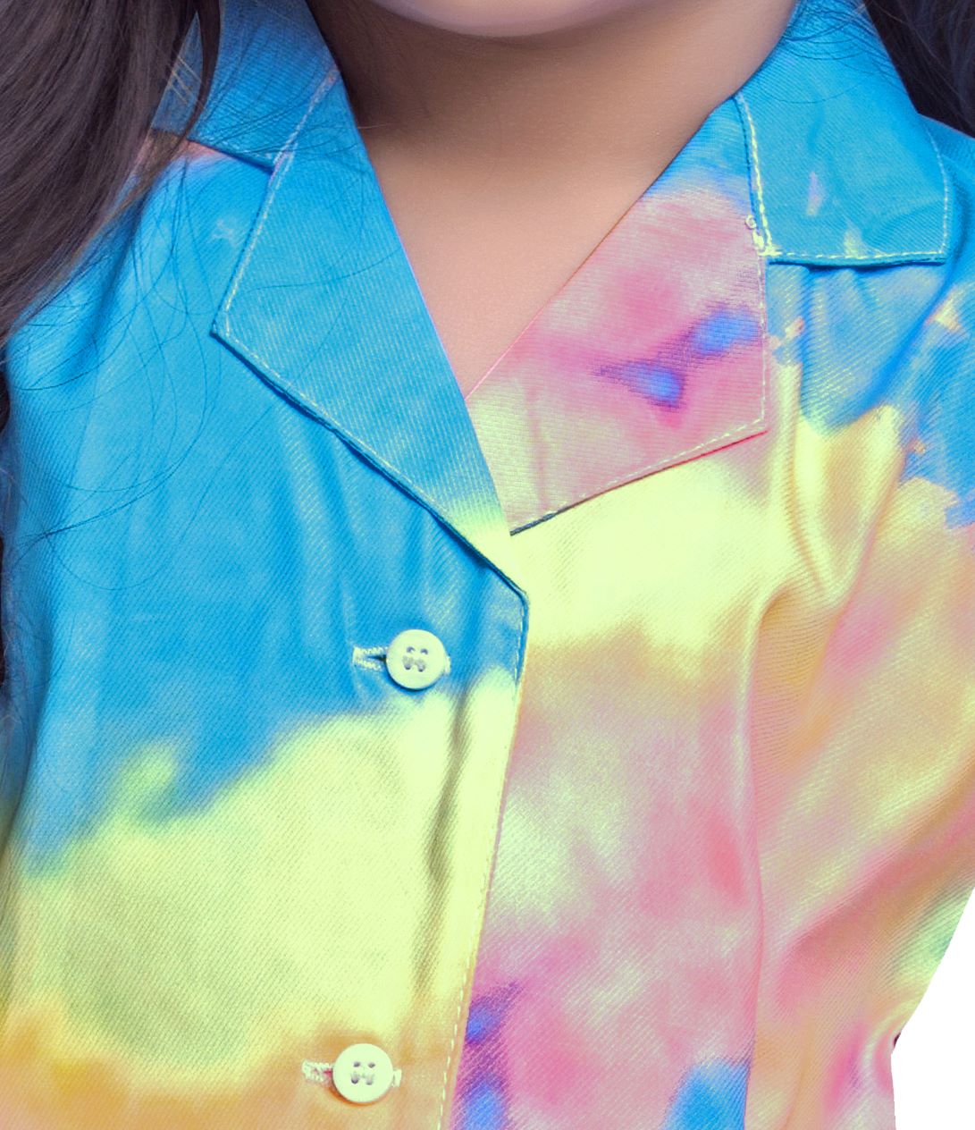 Blue abstract printed night co-rd set for kids