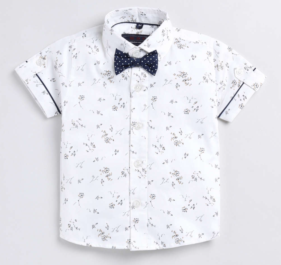 White flower printed style shirt and short
