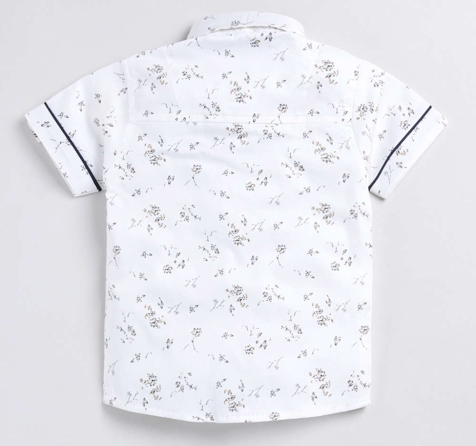 White flower printed style shirt and short