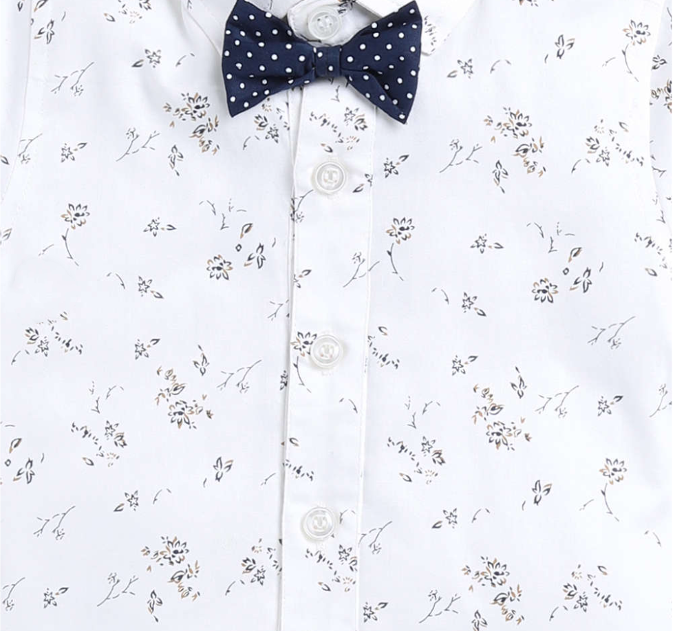 White flower printed style shirt and short