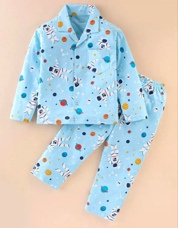 Sky blue space printed nightwear for kides