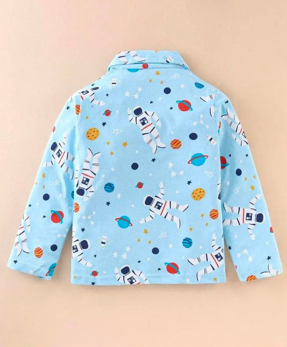 Sky blue space printed nightwear for kides