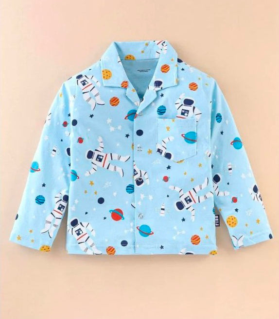 Sky blue space printed nightwear for kides