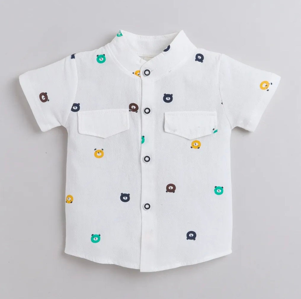 White shirt and brown short for kide