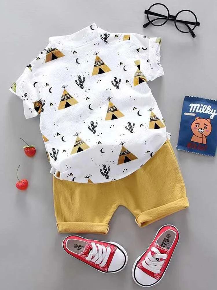 Yellow kides shirt and short for boy